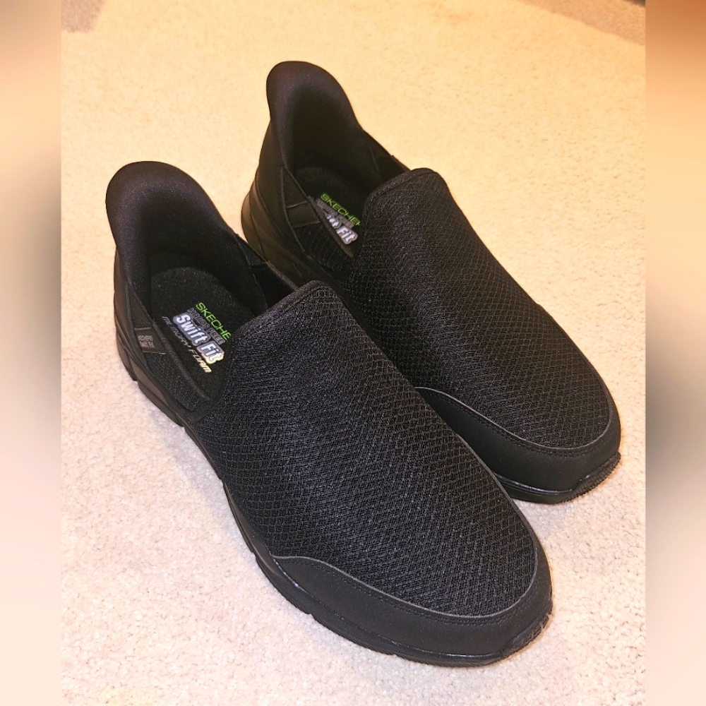 Skechers Men's Black Memory Foam Slip-On Shoes